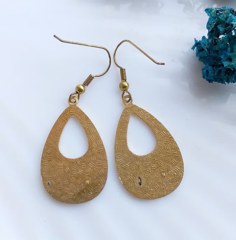 Vintage Jewelry 西洋古董飾品 白底花卉 景泰藍 耳勾 針式耳環