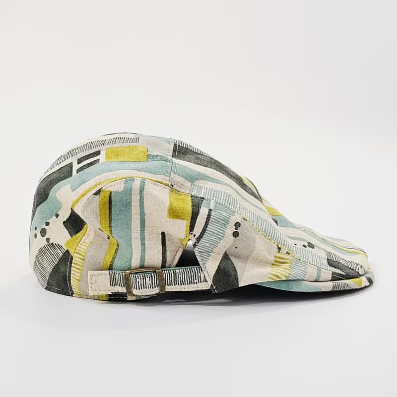 【HiGh MaLi】狩獵帽 | 小偷帽 | 黃綠水彩條紋#日系#搭配#日本布