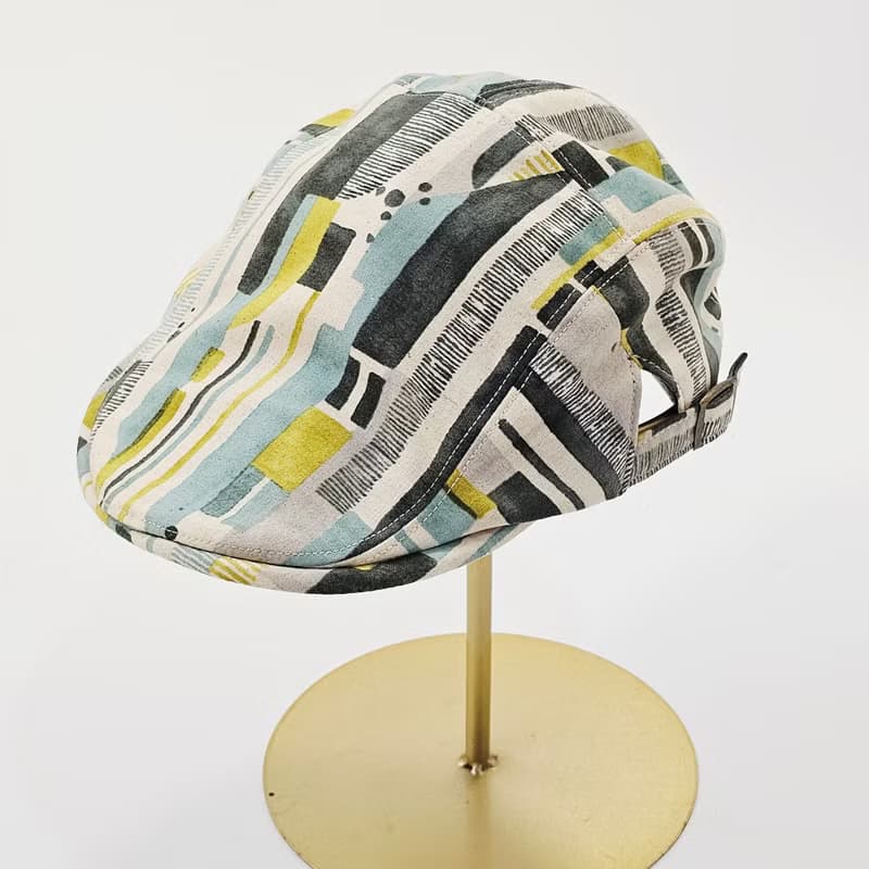 【HiGh MaLi】狩獵帽 | 小偷帽 | 黃綠水彩條紋#日系#搭配#日本布