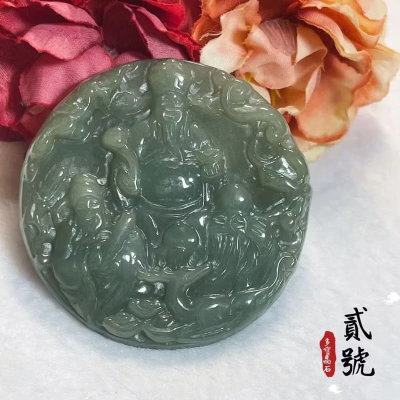多寶晶石/天然翡翠A貨三仙牌/油青/福祿壽/祝壽禮/財子壽/財神爺