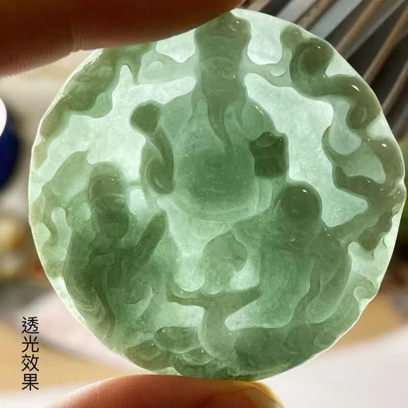 多寶晶石/天然翡翠A貨三仙牌/油青/福祿壽/祝壽禮/財子壽/財神爺