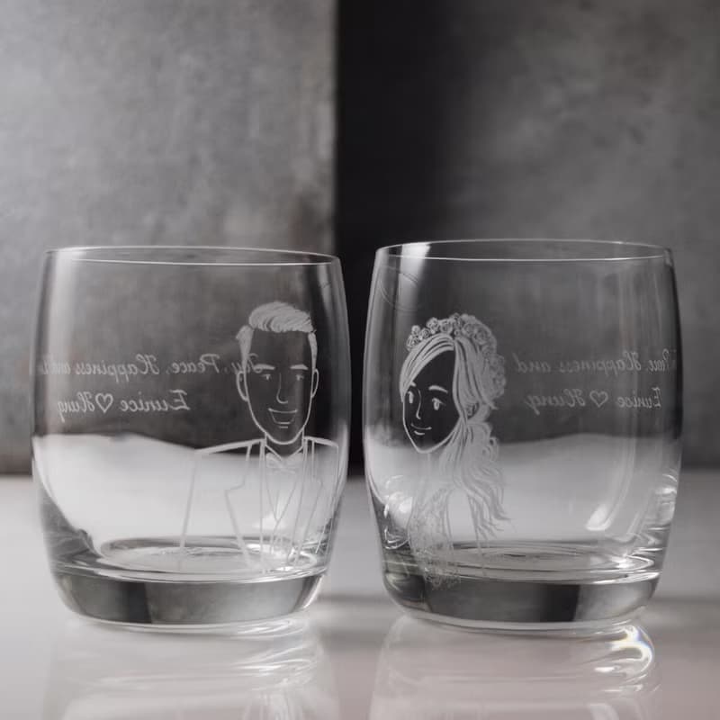 (一對價)320cc【結婚禮物】(簡易版) 威士忌對杯 婚禮對杯