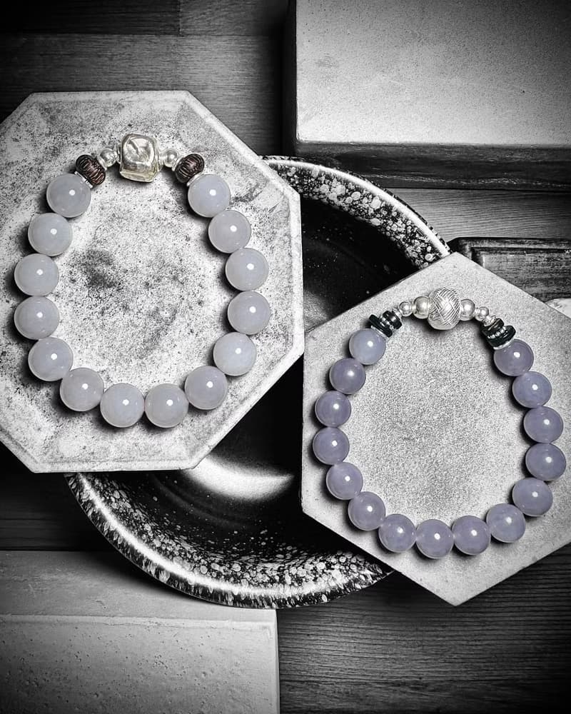 和田煙青玉 銀製手串