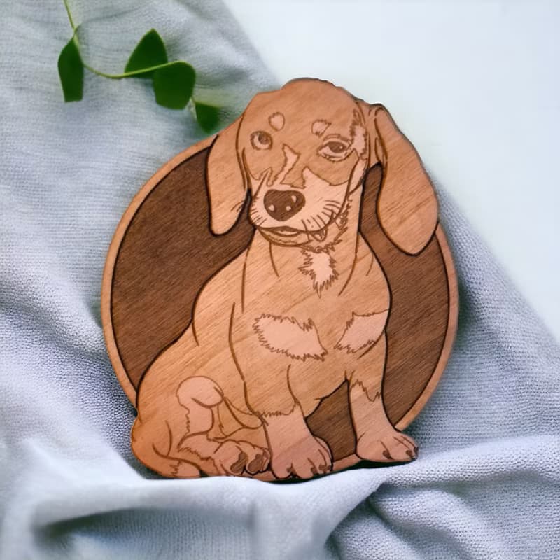 Dachshund Wooden Coaster Set – Perfect Collectible Barware for Pet Lovers