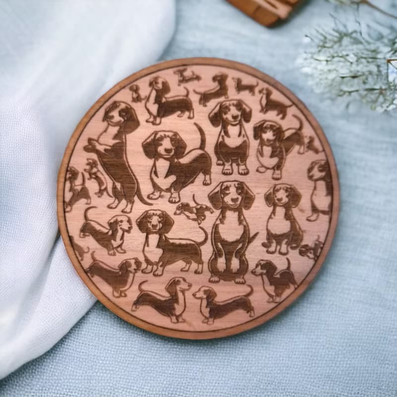 Dachshund Wooden Coaster Set – Perfect Collectible Barware for Pet Lovers