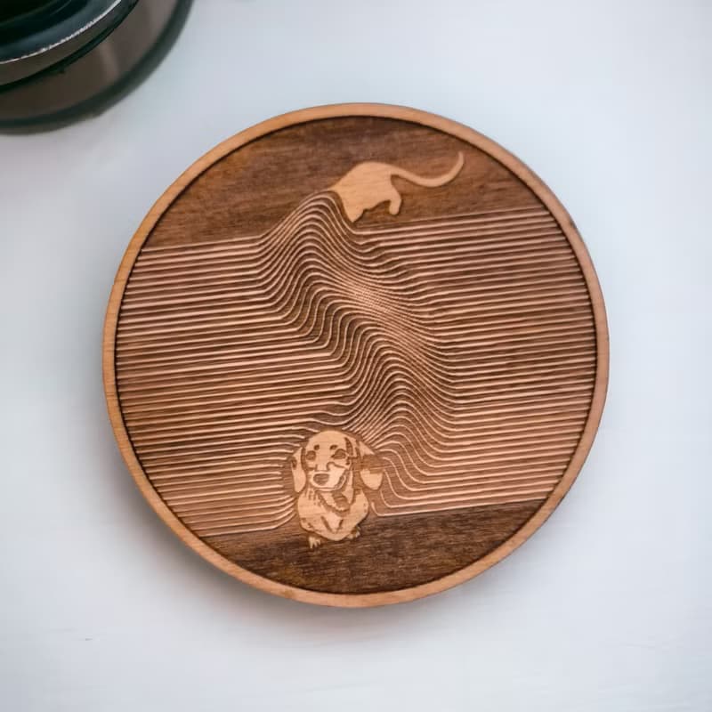 Dachshund Wooden Coaster Set – Perfect Collectible Barware for Pet Lovers