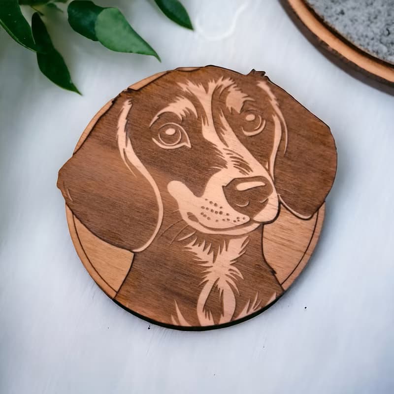 Dachshund Wooden Coaster Set – Perfect Collectible Barware for Pet Lovers