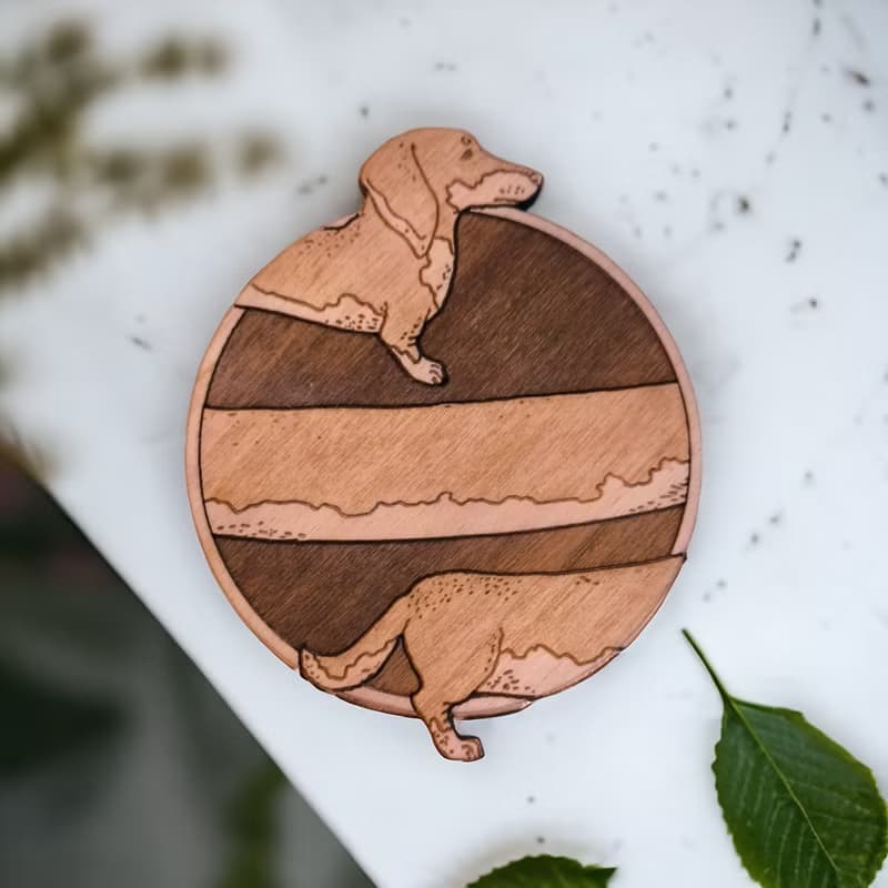 Dachshund Wooden Coaster Set – Perfect Collectible Barware for Pet Lovers
