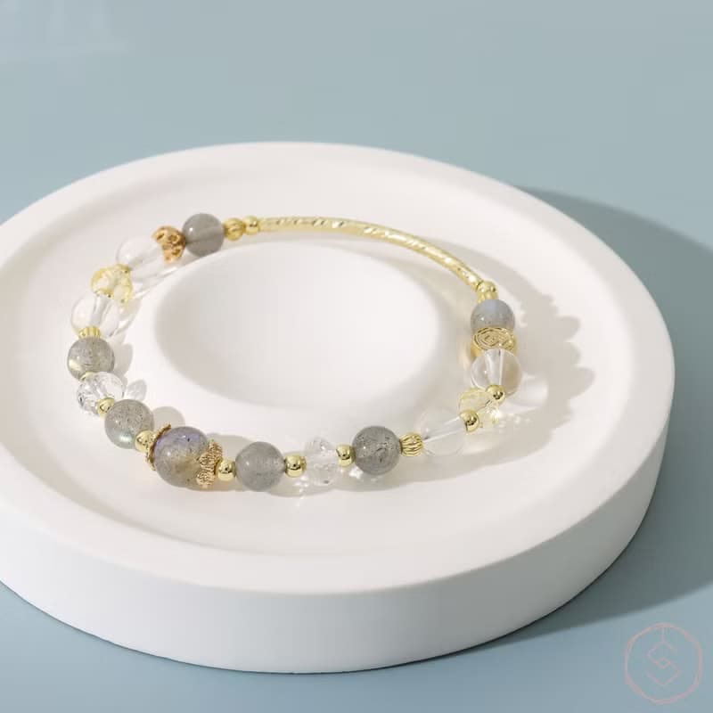 晚宴會 | 拉長石 黃水晶 白水晶 | 天然水晶手鍊