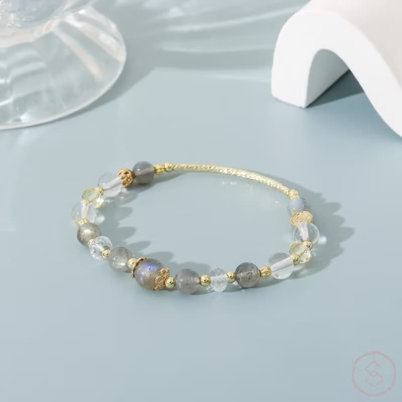 晚宴會 | 拉長石 黃水晶 白水晶 | 天然水晶手鍊