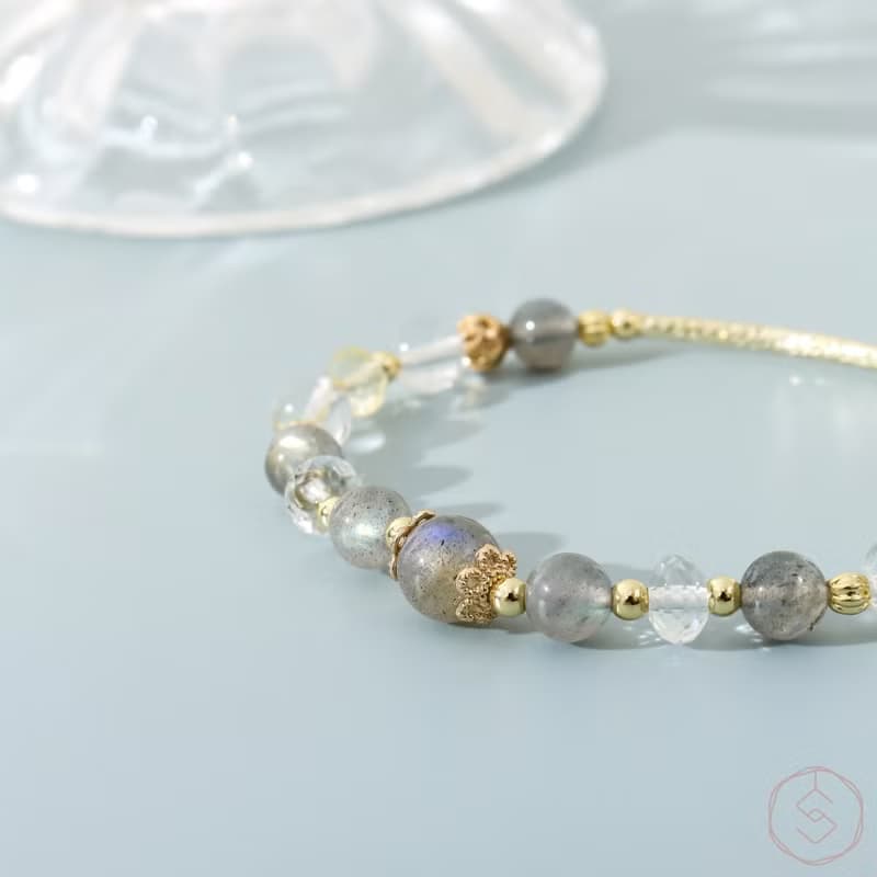 晚宴會 | 拉長石 黃水晶 白水晶 | 天然水晶手鍊