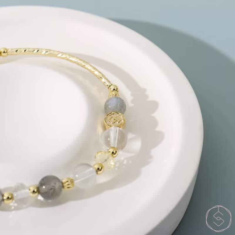 晚宴會 | 拉長石 黃水晶 白水晶 | 天然水晶手鍊