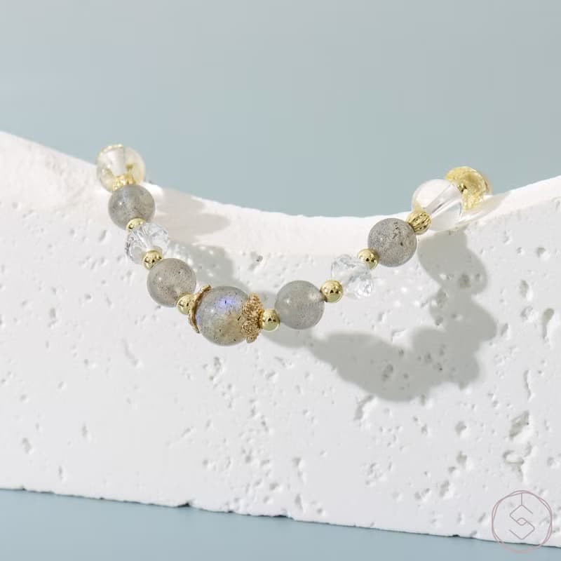 晚宴會 | 拉長石 黃水晶 白水晶 | 天然水晶手鍊