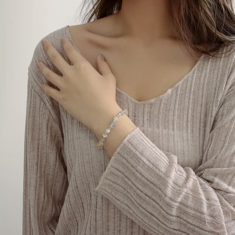 晚宴會 | 拉長石 黃水晶 白水晶 | 天然水晶手鍊