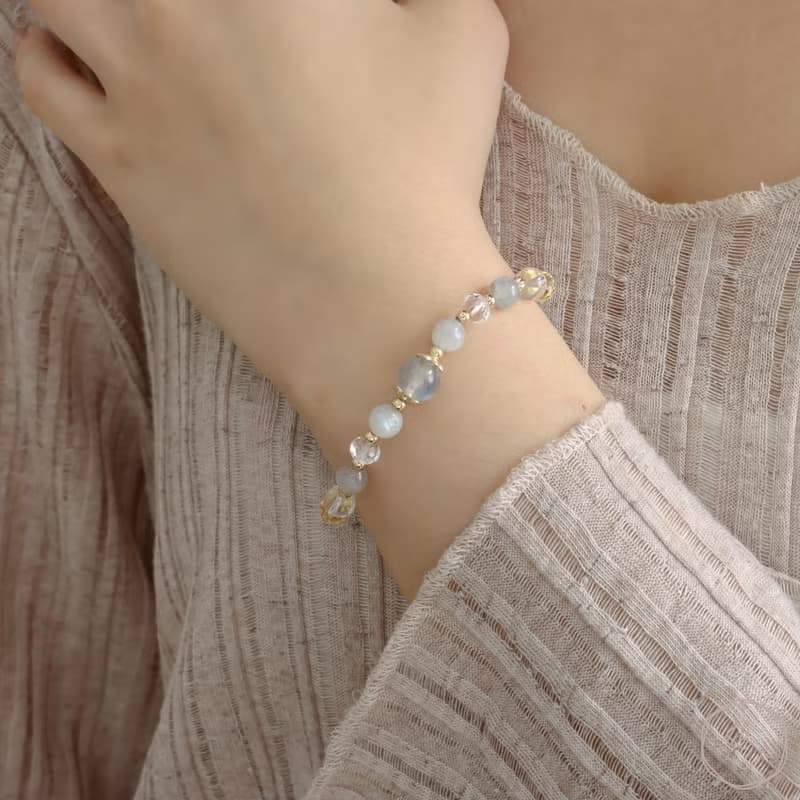 晚宴會 | 拉長石 黃水晶 白水晶 | 天然水晶手鍊