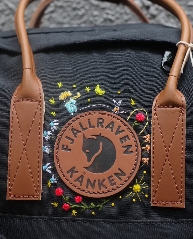 小王子與玫瑰花主題--kanken黑色包--手工刺繡訂製