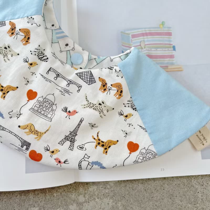 環遊世界 韓國有機棉 手工六層紗360度圍兜 口水巾