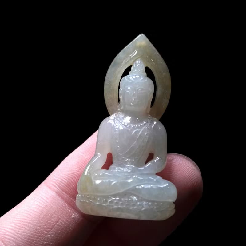冰飄黃翡翡翠精雕佛祖 | 天然緬甸玉翡翠A貨 | 送禮