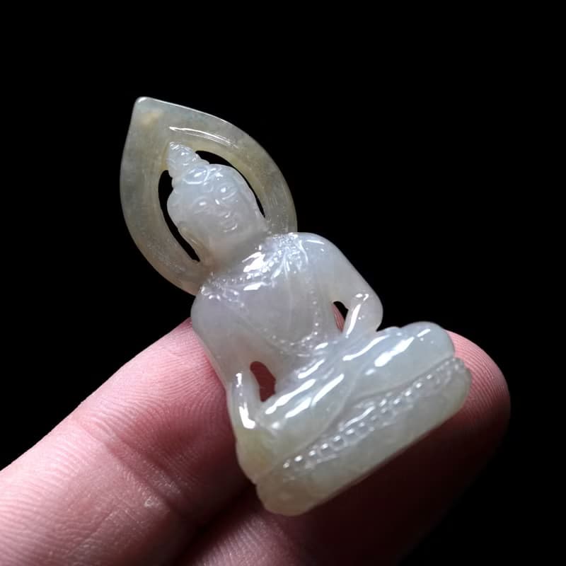 冰飄黃翡翡翠精雕佛祖 | 天然緬甸玉翡翠A貨 | 送禮