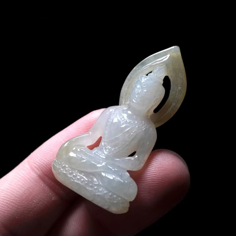 冰飄黃翡翡翠精雕佛祖 | 天然緬甸玉翡翠A貨 | 送禮