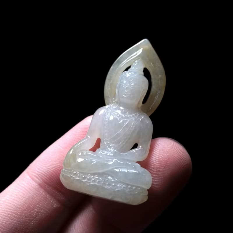 冰飄黃翡翡翠精雕佛祖 | 天然緬甸玉翡翠A貨 | 送禮