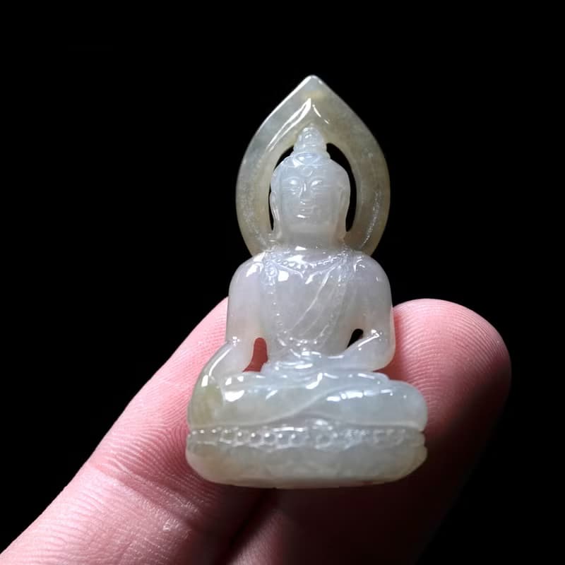 冰飄黃翡翡翠精雕佛祖 | 天然緬甸玉翡翠A貨 | 送禮