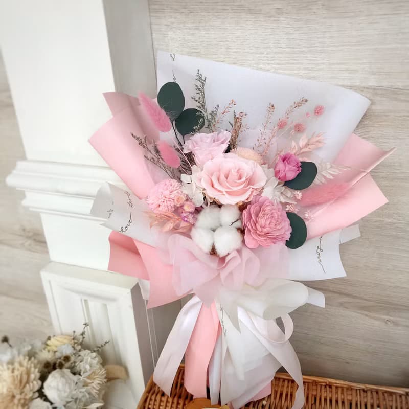 柔粉玫瑰情人永生花束