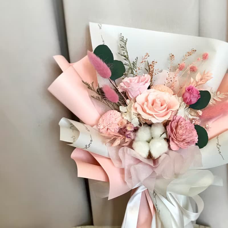 柔粉玫瑰情人永生花束