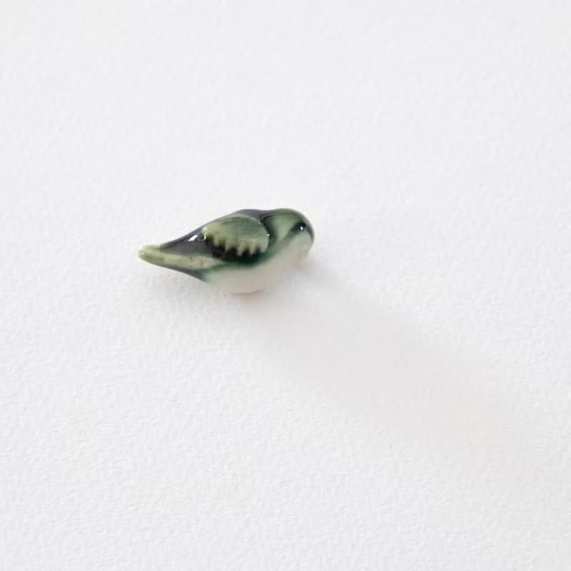 瓷器胸針  綠色小鳥別針