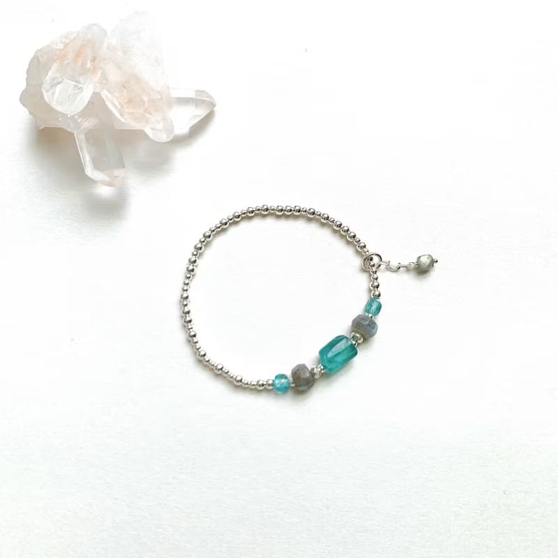 Ops Apatite Labradorite bracelet-磷灰石/純銀/拉長石/銀/極簡