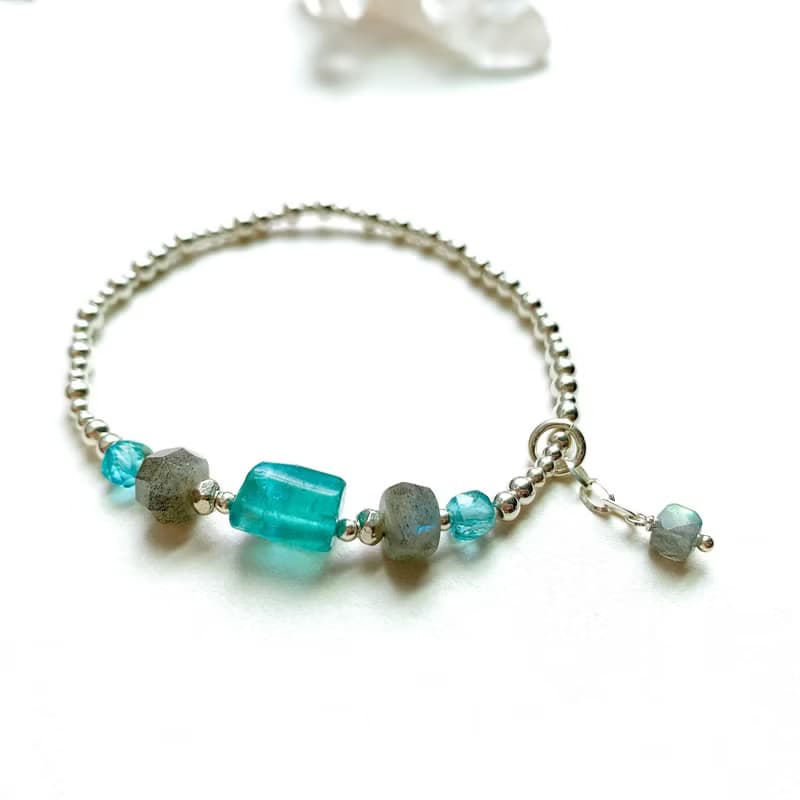 Ops Apatite Labradorite bracelet-磷灰石/純銀/拉長石/銀/極簡