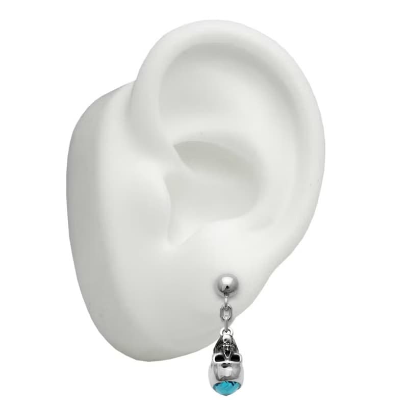 スカル/シルバー925 ピアス/紫/片耳用/シンプル/シルバーアクセサリー メンズ/男性プレゼント/pe73