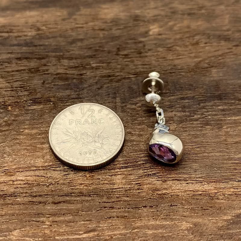 スカル/シルバー925 ピアス/紫/片耳用/シンプル/シルバーアクセサリー メンズ/男性プレゼント/pe73
