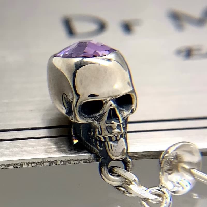 スカル/シルバー925 ピアス/紫/片耳用/シンプル/シルバーアクセサリー メンズ/男性プレゼント/pe73