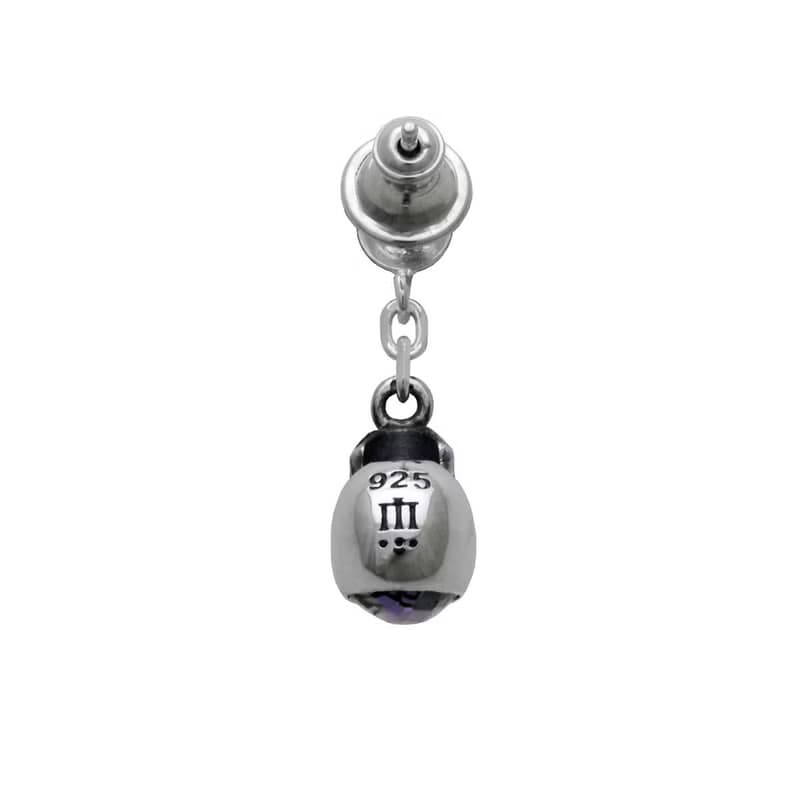 スカル/シルバー925 ピアス/紫/片耳用/シンプル/シルバーアクセサリー メンズ/男性プレゼント/pe73