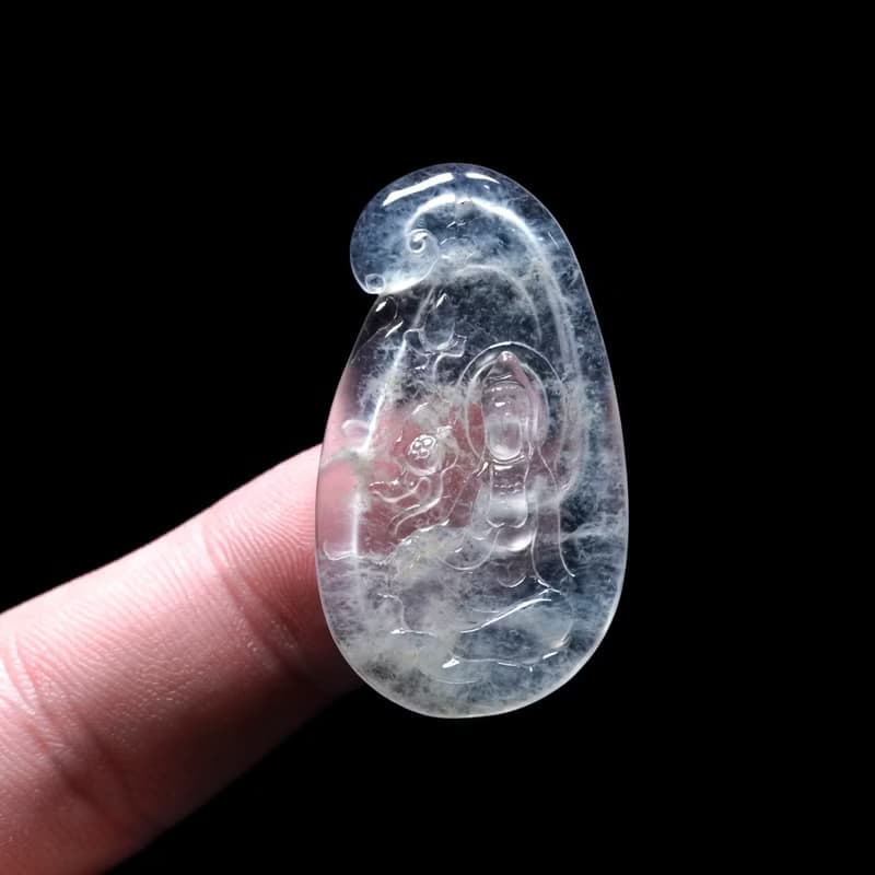 玻璃種翡翠精雕觀自在音菩薩 | 天然緬甸玉A貨翡翠 |送禮