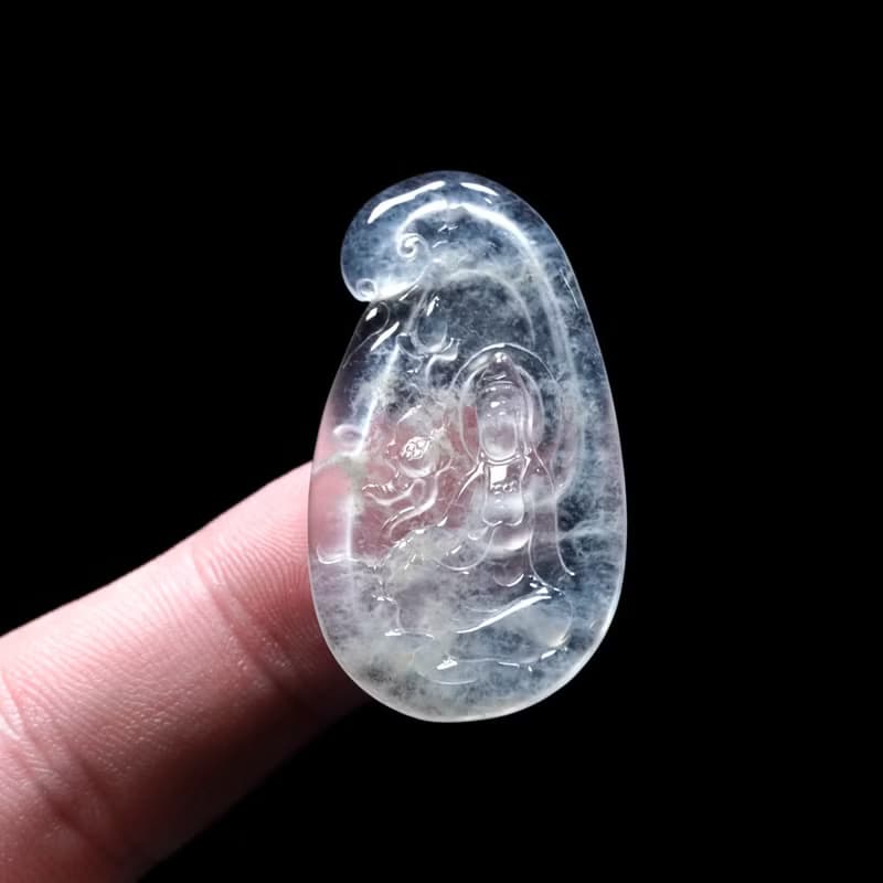玻璃種翡翠精雕觀自在音菩薩 | 天然緬甸玉A貨翡翠 |送禮