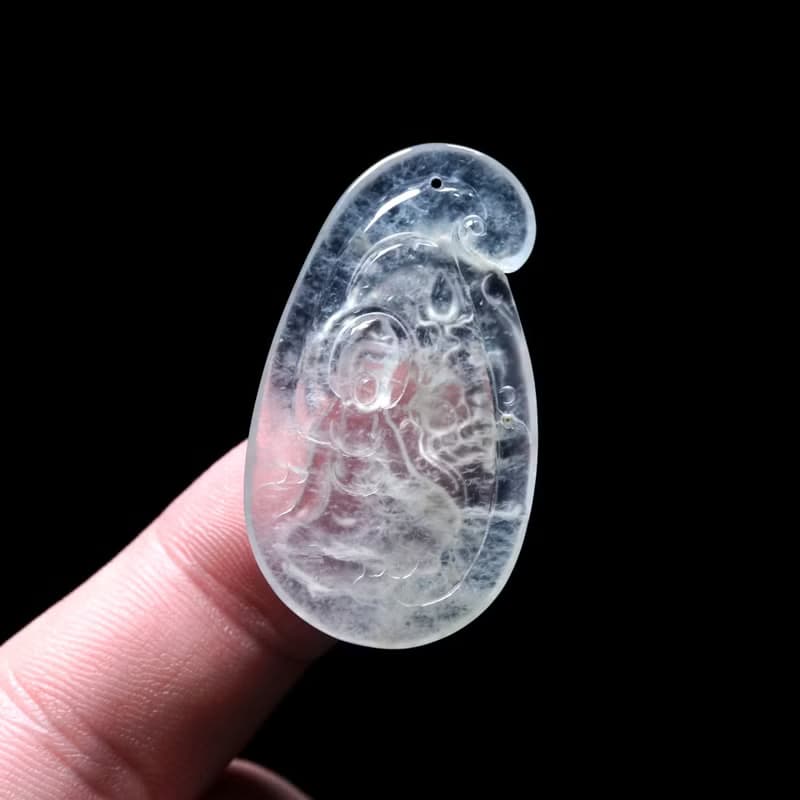 玻璃種翡翠精雕觀自在音菩薩 | 天然緬甸玉A貨翡翠 |送禮
