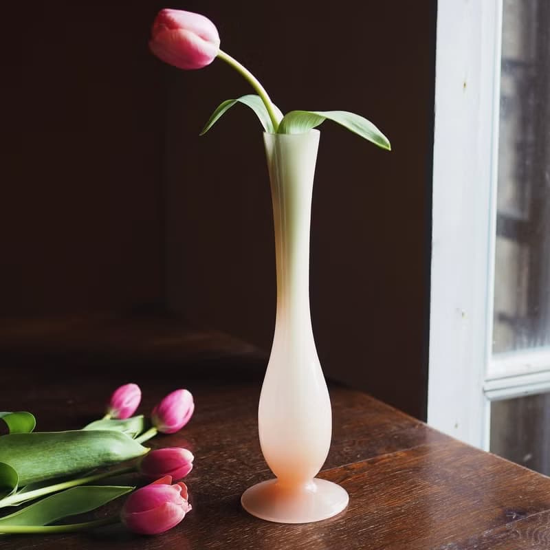 1950年法國粉色 Opaline 蛋白石玻璃 花瓶