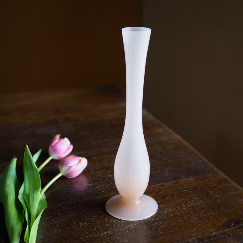 1950年法國粉色 Opaline 蛋白石玻璃 花瓶