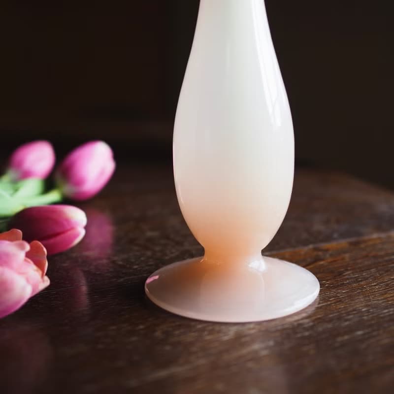 1950年法國粉色 Opaline 蛋白石玻璃 花瓶
