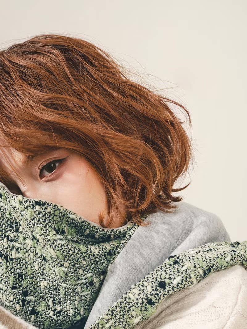 AMBER 系列 - 琥光* 綠色 混織毛料 圍巾 連帽圍巾
