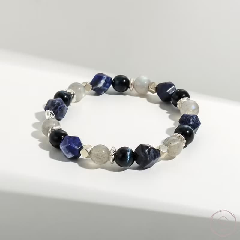 往昔 | 藍紋石 藍虎眼 拉長石 S925 | 男款水晶手鍊