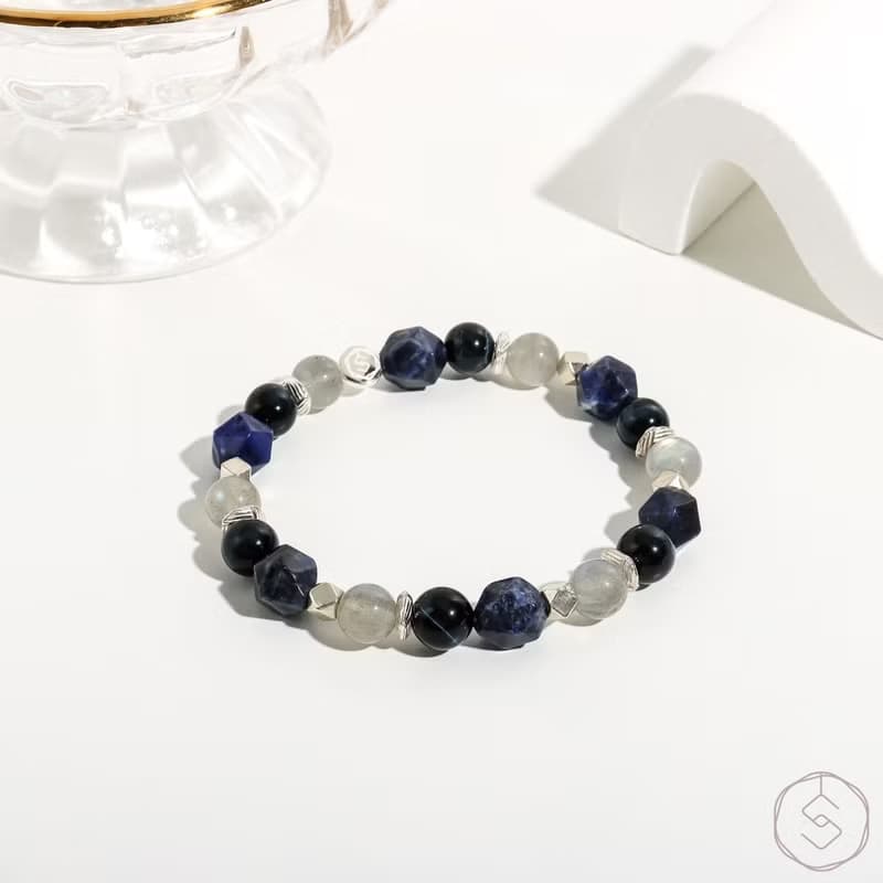 往昔 | 藍紋石 藍虎眼 拉長石 S925 | 男款水晶手鍊