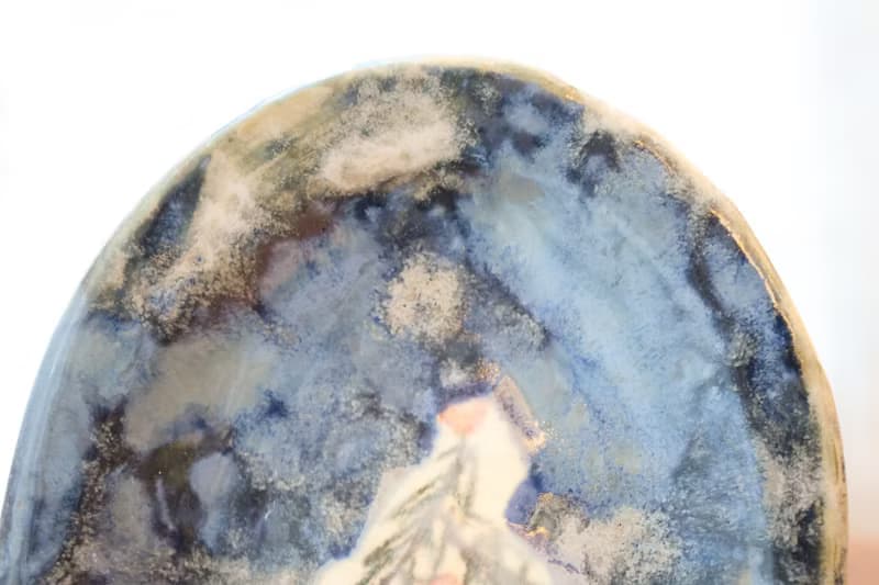 【聖誕禮物】藍天白雪景聖誕樹童趣節慶土司蛋糕盤手作陶瓷收納盤