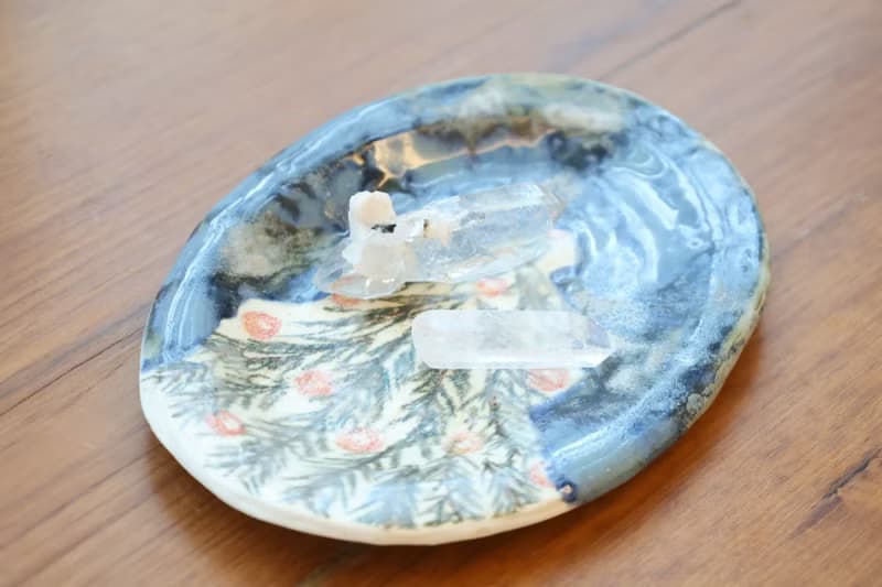 【聖誕禮物】藍天白雪景聖誕樹童趣節慶土司蛋糕盤手作陶瓷收納盤