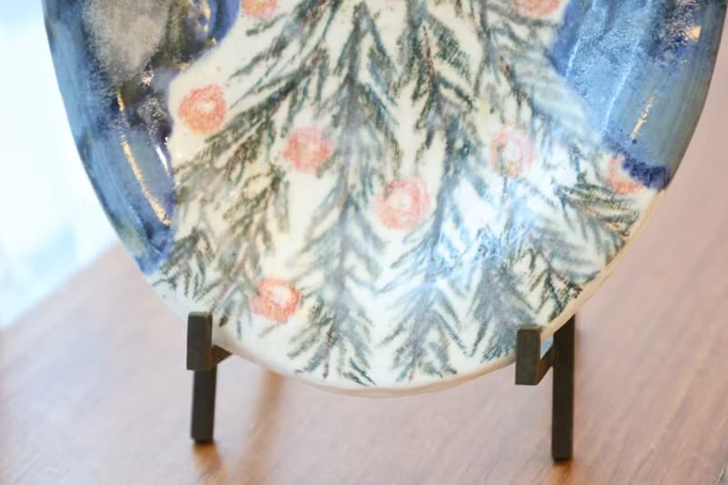 【聖誕禮物】藍天白雪景聖誕樹童趣節慶土司蛋糕盤手作陶瓷收納盤