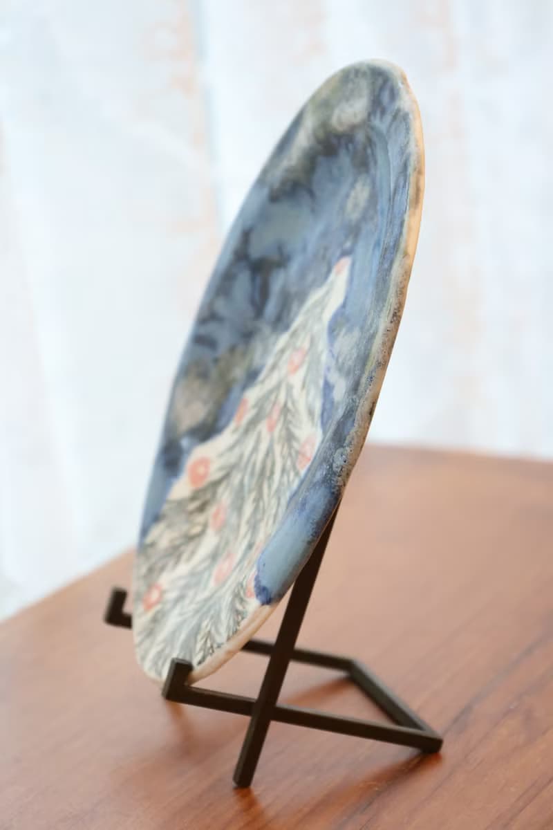 【聖誕禮物】藍天白雪景聖誕樹童趣節慶土司蛋糕盤手作陶瓷收納盤