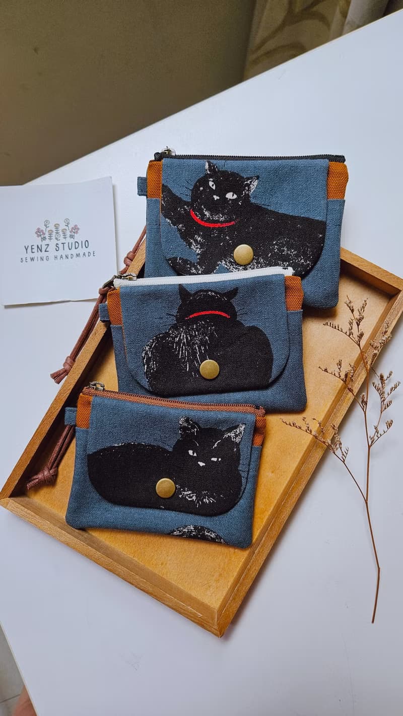 【掌心包系列】日本厭世黑貓 拉鍊零錢包