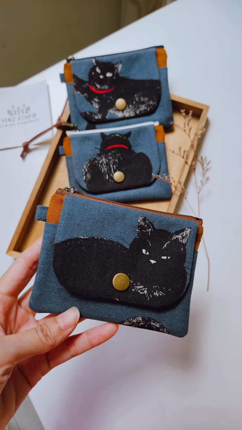 【掌心包系列】日本厭世黑貓 拉鍊零錢包